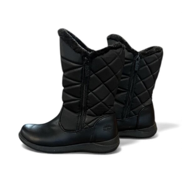 Totes Womens Black Quilted Winter Boots W/ Faux Fur Lining & Side Zippers Size 7 - Picture 1 of 8